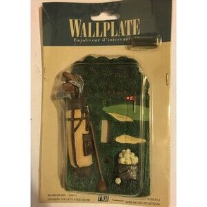 Vintage 3D Resin Golf Single Light Switch Wall Plate Bag Balls FIGI 1994
